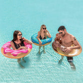 SLOOSH-3 Pcs Donuts with Glitters Pool Floats / Dinosaur & Sea Turtle & Dolphin Pool Rings